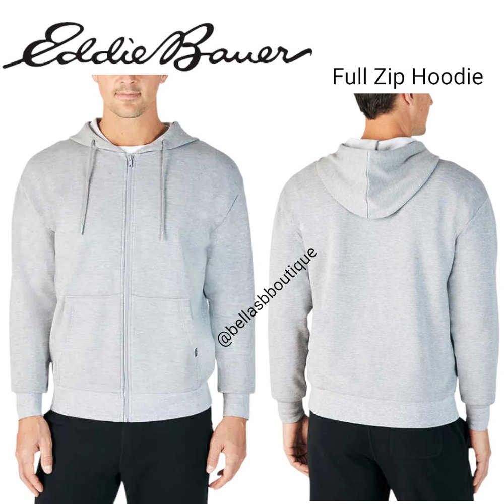 Eddie Bauer Men's Super Soft Full Zip Fleece Hoodie Grey Size XXL